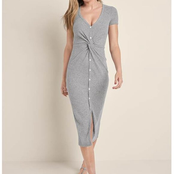 VENUS- Brushed Rib Knot Lounge Dress - Picture 1 of 5